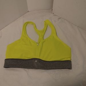 Sports Bra Ladies Size Small Lime Green Gray Trim Removable Pads
